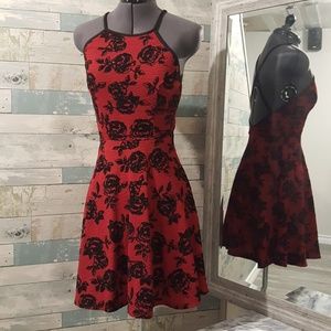 Eclipse Red & Black Halter Dress